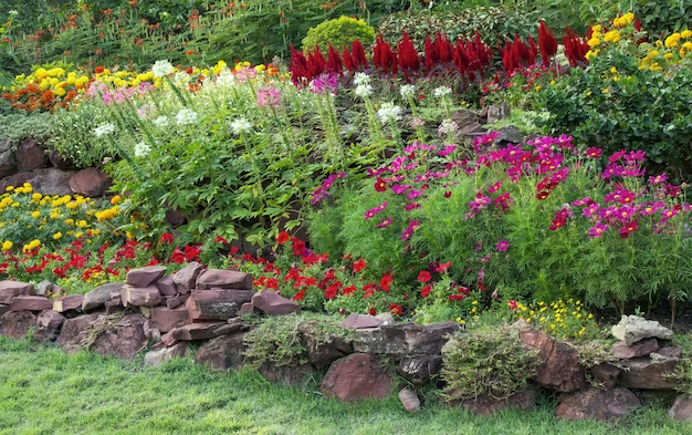 Front yard landscaping ideas for full sun - colorful flowers and shrubs